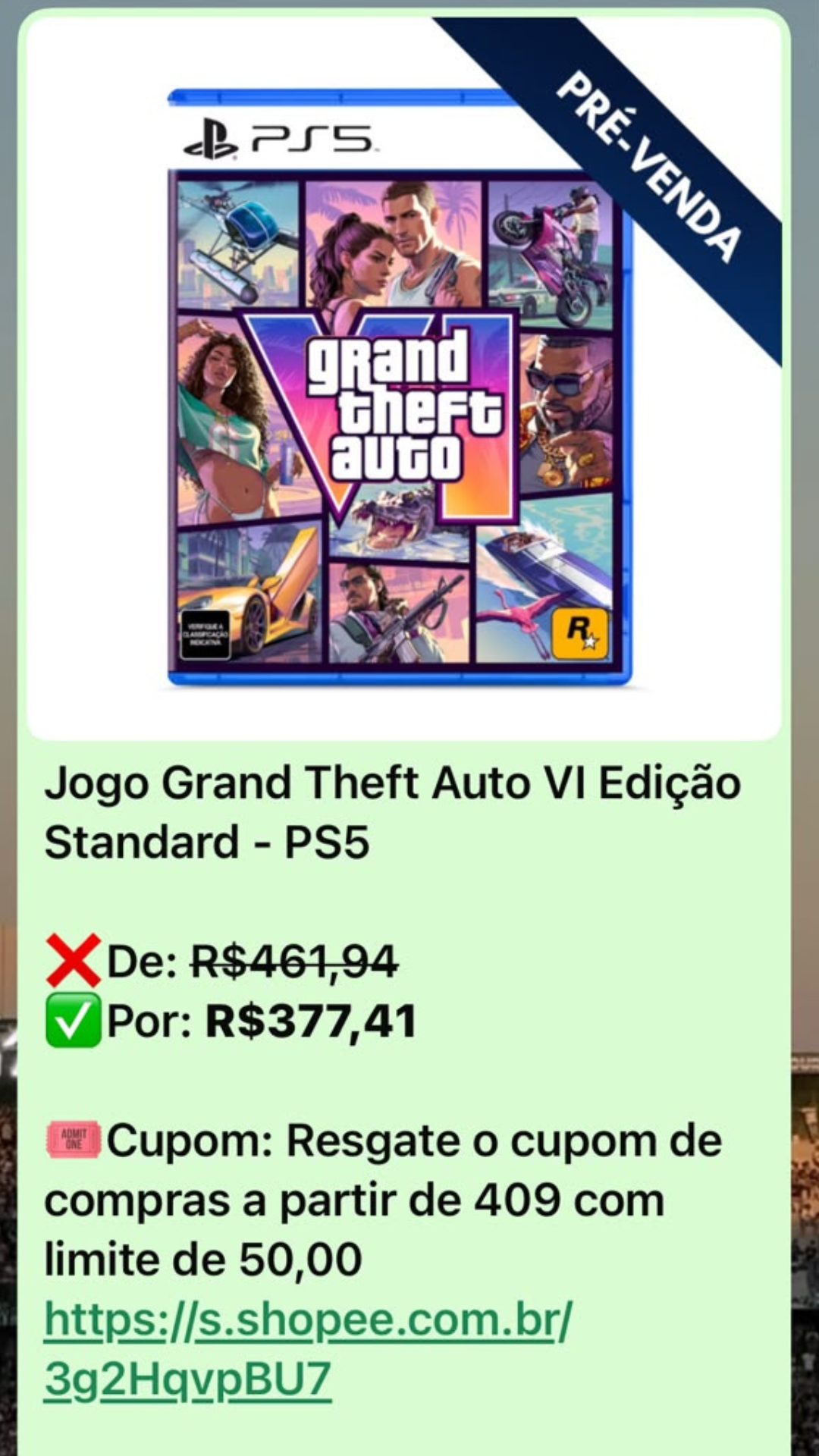 Promoção Grand Theft Auto VI PS5